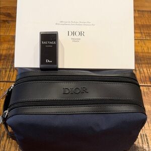 Dior Men's Black and Navy Toiletry Bag/SAUVAGE Mini parfum
